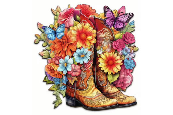 Hidden Shapes Puzzle - Cowboy Boots & Flowers Hidden Shapes Puzzle - Cowboy Boots & Flowers