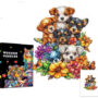 Hidden Shapes Puzzle - Puppies in the Flowers Hidden Shapes Puzzle - Puppies in the Flowers