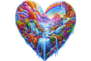 Hidden Shapes Puzzle - Waterfall Heart Hidden Shapes Puzzle - Waterfall Heart