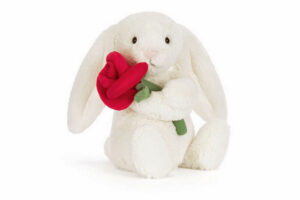 Jellycat Little Cream Bunny with Rose Jellycat Little Cream Bunny with Rose