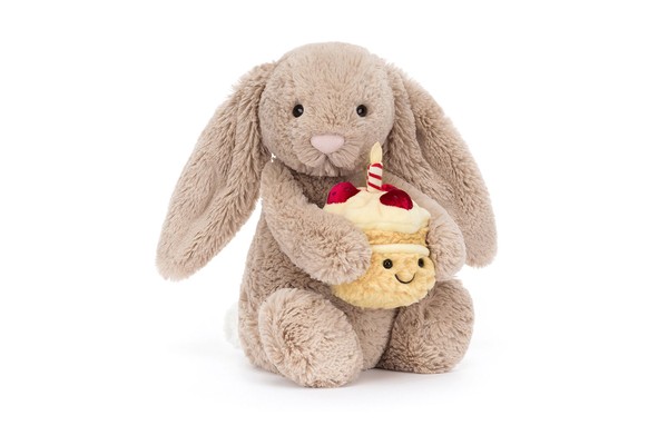 Jellycat Bashful Beige Bunny 'Birthday'